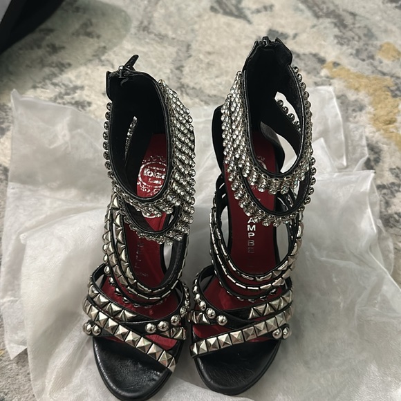 Jeffrey Campbell Ibiza Mel Studded Rhinestone back zip heels - Picture 2 of 5